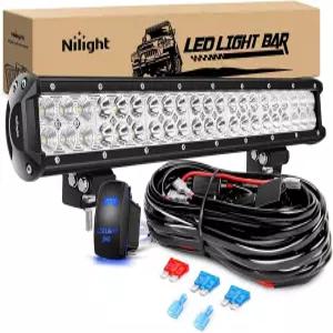 Nilight LED 라이트 바 20인치 126W 스팟 플러드 콤보 오프 로드 12V 5핀 로커 스위치 배선 하네스 키트