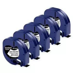 DYMO LetraTag 라벨 메이커 리필과 호환되는 검정색 테이프 LT100T 용 플라스틱 12mm x 4m 흰색