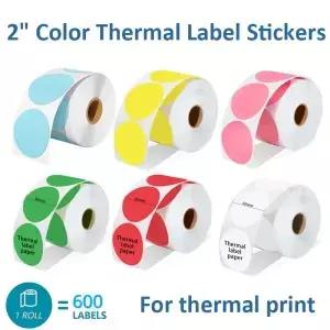 500Pcs/Roll 50mm 원형 열 스티커 라벨 DIY 로고 디자인 이름 태그 사무 용품에 대 한 자기 접착 라운드
