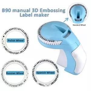 Dymo 12965 E101 용 3D 엠보싱 라벨 테이프 수동 프린터 타자기 러시아어 광택제 스페인 휠 B90 9mm