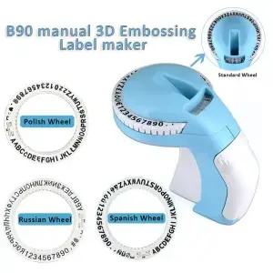 Dymo 12965 E101 용 3D 엠보싱 라벨 테이프 수동 프린터 타자기 러시아어 광택제 스페인 휠 B90 9mm