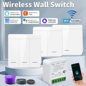 조명용 Tuya 스마트 WiFi 스위치 RF 433MHz 무선 라이프 APP 음성 제어 Alice Alexa Google 홈과 함께 작동