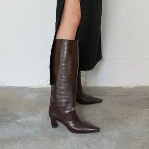 블랑수블랑 Mia Boots Leather Brown Croco