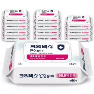 크리넥스 안심 물티슈 캡형 60매 12개