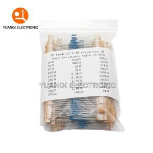 600 피스 300 종류 1/4W 저항 1% 금속 필름 팩 모듬 키트 1K 2.2K 220 ohm 1M