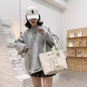 [가방] 백 토트 숄더 가방 보조 끈 학원 에코 지퍼