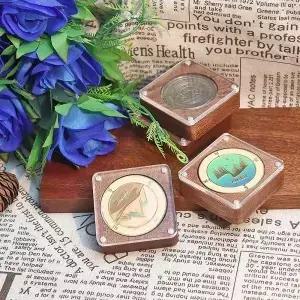 40mm 컴팩트 투명 디스플레이 케이스 보호용 보관함 기념 수집가를 위한 나무 코인 캡슐 홀더