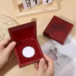 나무 동전 보관함 전시 케이스 기념 보호 상자 동전용 홀더 은화