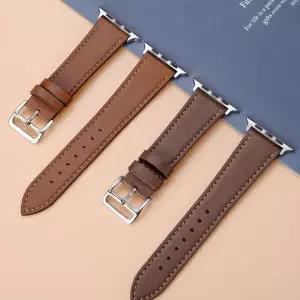 [RIZPICK]애플워치6 5 4 호환 스티치 가죽밴드 스트랩 시계줄 40mm 44mm 워치밴드