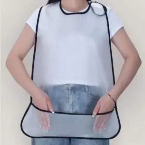 TPU 방수 노인용 식사 턱받이 양치 케어 투명 앞치마