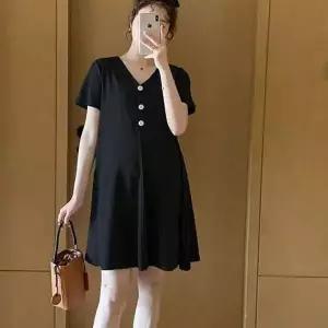 WL 베이직 캐주얼 소프트한 소재 임산부 넉넉한 핏 일상복 브이넥