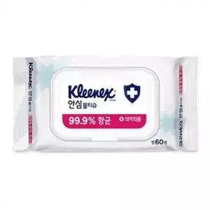 크리넥스 안심 물티슈 캡형 60매 4P 휴대용 물휴지