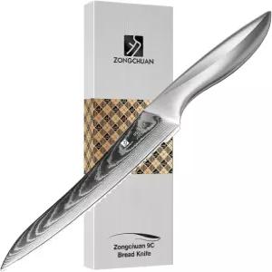 Zong Chuan 9C 다마스쿠스 스틸 빵 나이프 업그레이드된 스테인리스 면도기 샤프 호환 8인치 칼날과