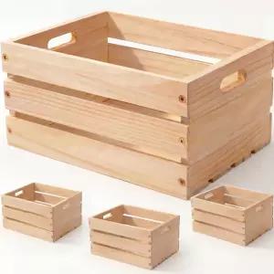 보관용 나무 상자 집 장식용 다용도 소나무 옷장 정리 비닐 레코드 선물 기념품 또는 농산물 튼튼하고