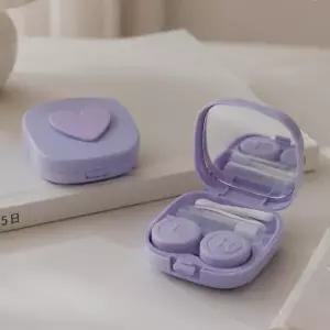 (색상 올인원 하트 렌즈보관함 퍼플색)[싸더라] 올인원 하트 렌즈케이스 렌즈보관함 휴대용 렌즈통 간편휴