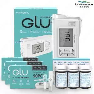 혈당측정기 핸디레이 글루 레이저 2in1 혈당계+시험지150매+채혈캡 150개