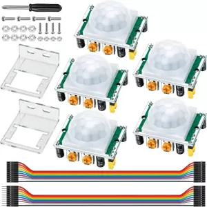 Ransanx 5pcs HCSR501 PIR 모션 센서 키트 518S 조절식 적외선 모듈 Arduino Rasp Berry Pi DIY STEM