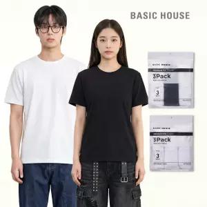 (최초가:29,000) 베이직하우스 [3PACK] 면 30수 라운드넥 레귤러핏 무지 반팔티셔츠 (3팩)