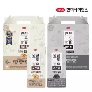 [한미]완전두유 더진한 국산콩 무가당 16팩 + 검은콩 저당 16팩 190ml 총32팩
