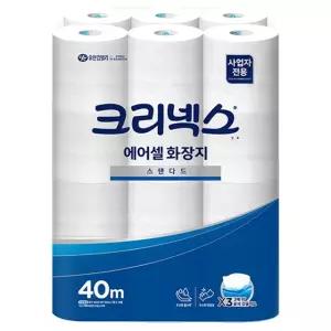 크리넥스 물에 잘 녹는 에어셀 화장지 40m 24롤 두루마리 휴지 45086