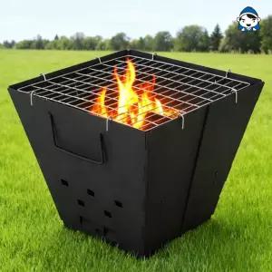 석도리 갑도리 캠핑 바베큐 접이식 스틸 블랙 사각화로