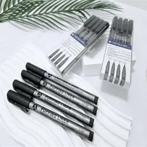 스탬프펜 4종세트(0.3 0.5 0.8 brush) 팝핑라이너 레이저프린터기 대신 손글씨로 도장만들기
