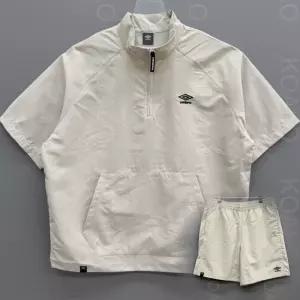 엄브로 UMBRO 클래식 반팔 스탠넥 아노락 26SS 셋업 세트 (베이지그레이)