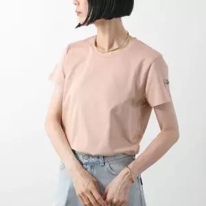 25FW 몽클레어 로고 패치 코튼 저지 티셔츠 핑크 8C73200 V8058 51J