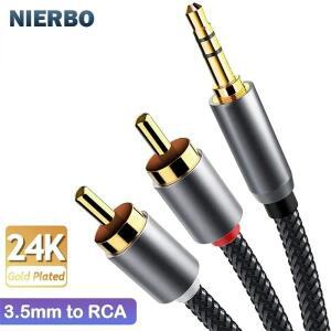3.5mm to RCA 케이블 2m 6.6ft 오디오 24K 금도금 남성-남성 스테레오 AUX 코드 Y 스플리터 어댑터