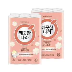 깨끗한나라 천연펄프 3겹 허브가든 가드니아 27m, 30롤, 2개