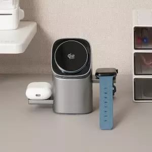 덱스탑 Qi2.2 25W 3in1 맥세이프 초고속 무선충전 거치대 애플워치
