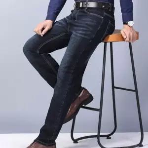 남성 데일리 스트레이트 슬림핏 스판 블랙진 청바지