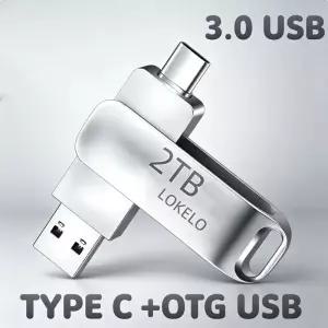 대용량 USB 3.0 2TB 이동식 메모리 듀얼 인터페이스 Type-C
