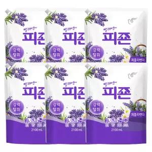 피죤 섬유유연제 퍼플라벤더 리필 2100ml 6개