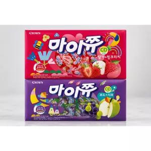 크라운 마이쮸 딸기+핑크리치 720g/포도+사과 720g