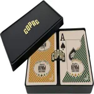 코팩 빈티지 WSOP 100 플라스틱 플레이 카드 포커 사이즈(표준) 점보 인덱스 그린/골드 더블 덱 세트