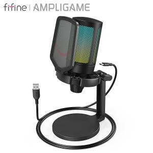AmpliGame FIFINE USB 게임용 마이크 RGB 게인 노브 터치 음소거 스트리밍 콘덴서 PC 스위치 PS5-A6NEO