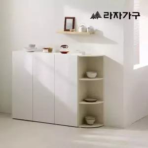 라자가구 글림 거실 주방 다용도 수납장 300 코너장, 3단, 화이트