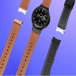 삼성 갤럭시 워치 7 6 5 4 40mm 44mm용 PU 가죽 밴드, 틈 없는 스트랩, 워치 4 클래식 42mm 46mm 스마트워