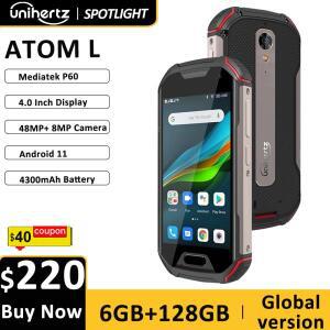 유니허츠 아톰 L/XL 러기드 방수 언락 스마트폰 6GB 128GB 안드로이드 휴대폰 무전기 8MP 48MP 듀얼심 NFC