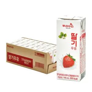 [부산우유] 멸균우유 딸기우유 190ml, 24개