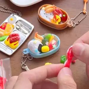 미니어처 DIY 도시락 키홀더 키트 키링 만들기 3개