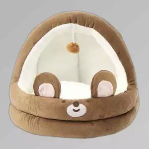 반려견 하우스 브라운 곰 분리형 안정감 실내 텐트