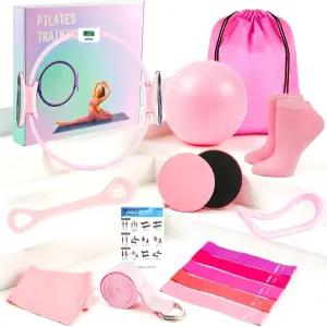 가정용 울프버드 필라테스 키트 8PCS 운동 세트 여성용 5인치 링 스마트 카운터 머 5 저항 밴드 초보자를