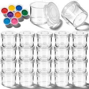 20PCS 10ml 빈 페인트 냄비, 뚜껑이 있는 투명 컵, DIY 공예, 페인팅, 네일 아트, 비즈 교실, 학교 및 예술 축제를 위한 플라스틱 작은 용기