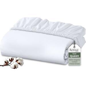 ROYALE LINENS 100% 면 매트리스 커버 사이즈 바닥 포켓 소프트 단품 (152. - 화이트 퍼케일 시트 위브 퀸 딥 슈퍼 엘라스틱