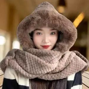일체형 후드숄머플러 후드 브라운 후드머플러 머플러