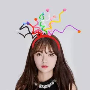 TBZ 레인보우 축제파티 와이어스프링 머리띠 여성헤어밴드