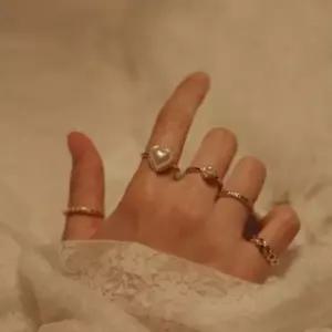 TBZ GGD 5pcs) 진주 빅 하트 반지세트 반지세트 패션반지 믹스반지 크리스탈반지 구슬반지