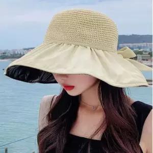 [패션샵] 라피아 라피아햇 벙거지 암막 휴양지 모자 휴양지 밀짚 여름 모자 여름 여성 챙넓은 왕골 버킷햇